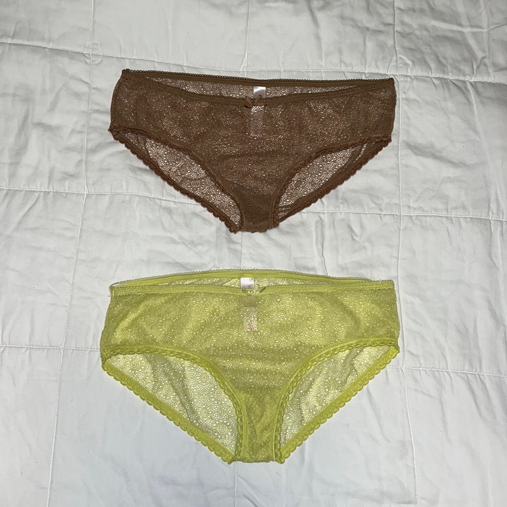 NWOT 2 Pack Xhilaration Lace Boy Cut Undies Size Small Brown & Neon Yellow